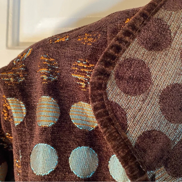 Khangura Art To Wear Circles Vintage Jacket Women's Size M One Button Brown Blue - Picture 5 of 11